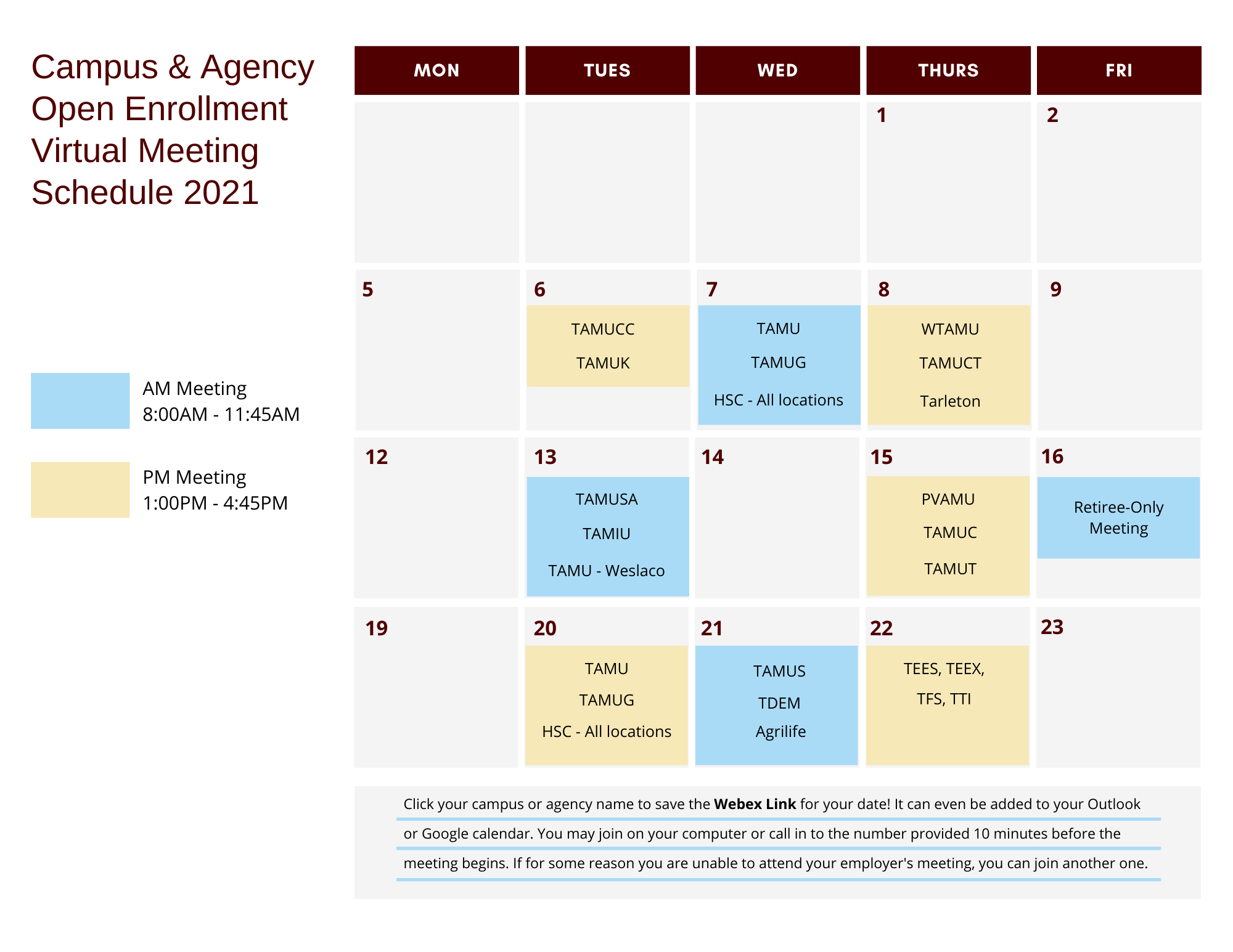 Campus and Agency Schedule