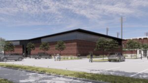 A rendering of the Player Development Center at Blue Bell Park for the Texas A&M baseball program.
