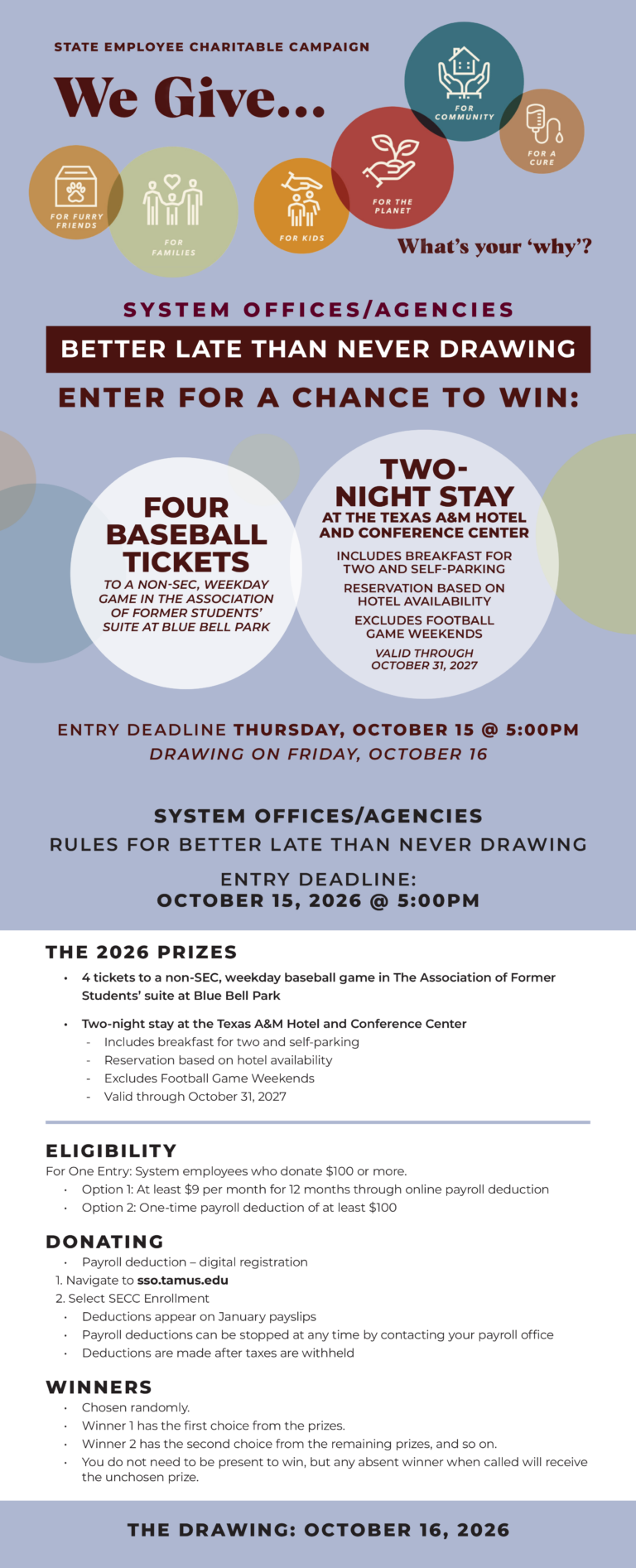 SECC Better Late Than Never Drawing - System Office/Agencies Flyer