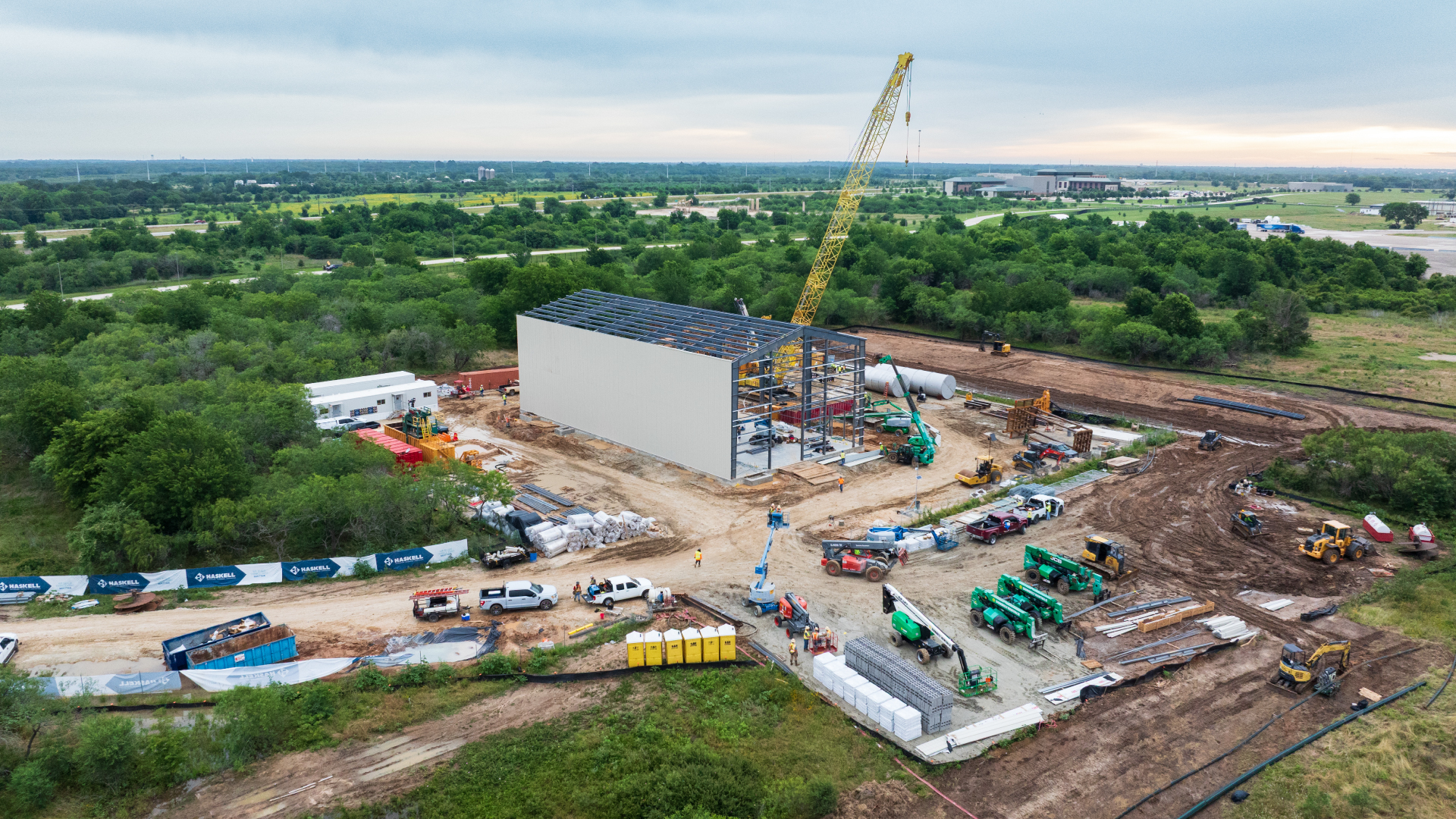 Aerial photo of construction on a new building